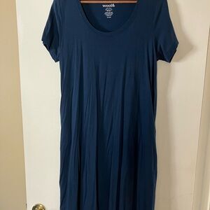 Wool& Navy Blue T-Shirt Dress